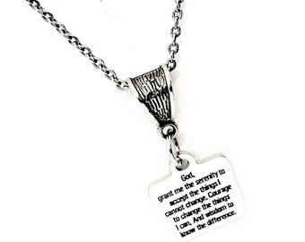 Serenity Prayer Gifts, Recovery Gifts, Serenity Prayer Necklace, Gift For Her, Recovery Jewelry, Serenity Courage Wisdom, Wisdom to Know