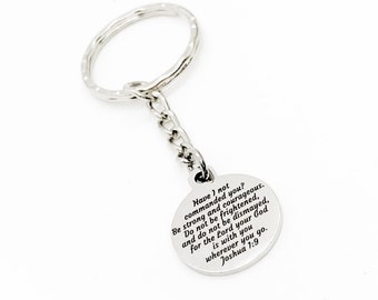 Scripture Gifts, Be Strong And Courageous Keychain, Scripture Quote, Joshua 1 9 Gift, Bible Verse Quote, Bible Verse Gift, Christian Gift
