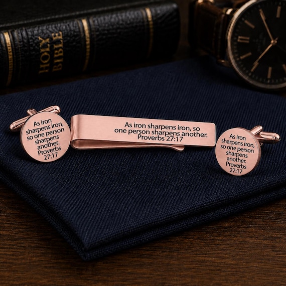 As Iron Sharpens Iron Rose Goldtone Gift Set