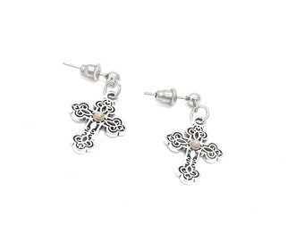 Geschenke mit Kreuzmotiv, Ohrringe mit Senfkornkreuz, Schmuck mit Senfkornmotiv, Matthäus 17,20, Schmuck mit Senfkornmotiv und Glaubensbezug, Geschenke mit Bibelversen, Schmuck mit Glaubensbezug