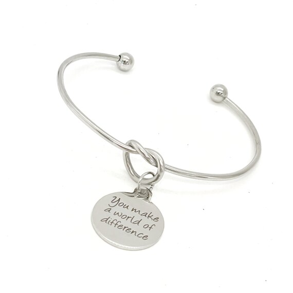 Thank You Gift, You Make A World Of Difference Charm Bracelet, Geography Teacher Gift, Thank You Jewelry, Teacher Gifts, Wife Gift For Her