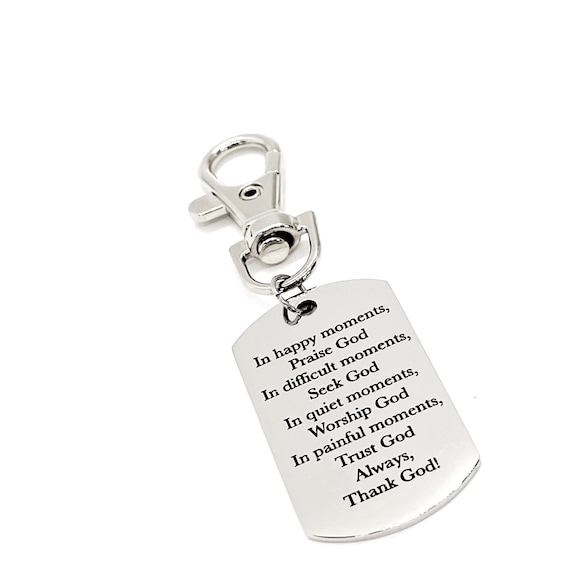 Faith Gift, Praise God, Trust God, Thank God Clip On Charm, Faith Quote, Pastor Gift, Deacon Gift, Christian Father, Christian Husband