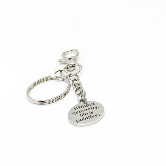 Without Geometry Life Is Pointless Clip On Charm Keychain, Math Teacher Gift, Geometry Teacher, New Teacher, End Of School