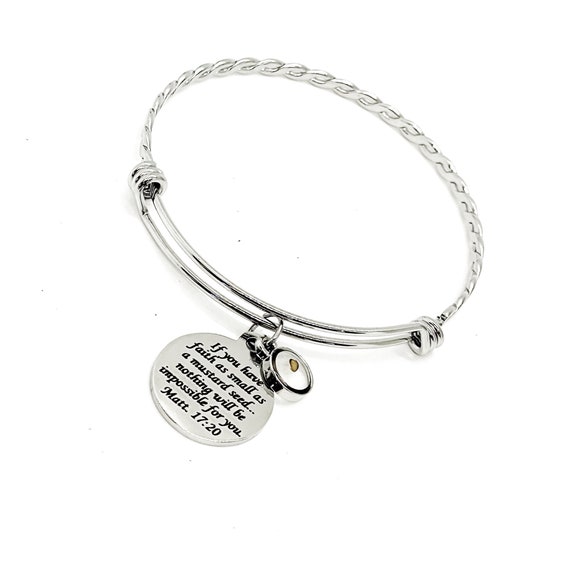 Mustard Seed Charm Bracelet, Matthew 17 20 Scripture, Mustard Seed Jewelry Gifts, Christian Jewelry, Mustard Seed Faith Jewelry Gift For Her
