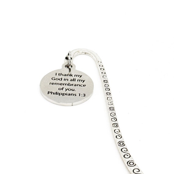 I Thank God In All My Remembrance Of You Charm Bookmark, Philippians 1 3, Faith Gift, Missionary Gift, Mission Trip, Bible Bookmark