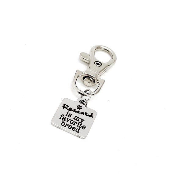 Rescued Is My Favorite Breed Clip On Charm, Dog Lover Gift, Dog Rescuer Gift, Dog Adoption Gift, Wife Gift, Daughter Gift, Bag Charm