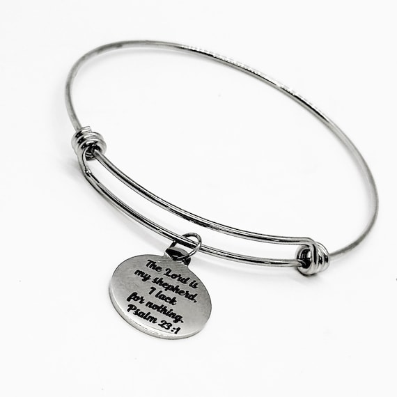 The Lord Is My Shepherd Charm Bangle Bracelet, Psalm 23 1, 23rd Psalm Christian Gift, Christian Jewelry, Faith, Charm Bracelet, Gift For Her