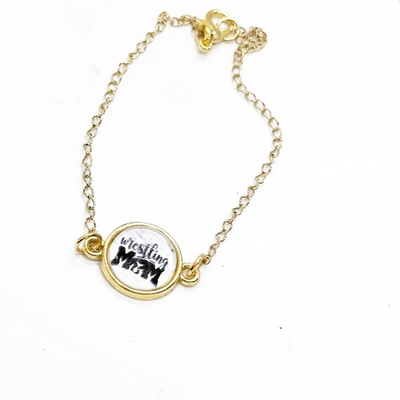 Wrestling Mom Connector Charm Bracelet, Wrestling Gift For Her, Sport Mom, Wife Gift, Mama Gift, Wrestling Fan, Coach Gift, Team Mom
