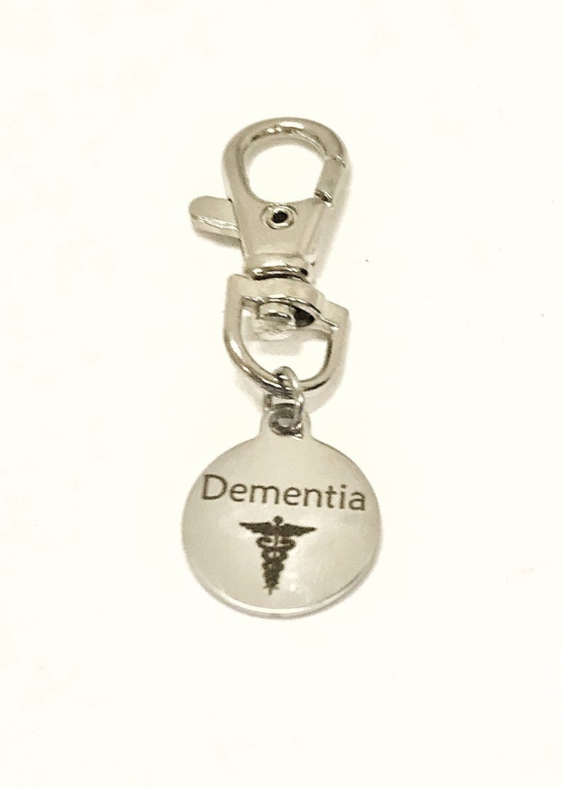 Dementia Zipper Pull, Dementia ID Tag, Dementia Medical Awareness Zipper Pull, Dementia Items, Dementia ID Zipper Pull, Medical ID Tag image 2