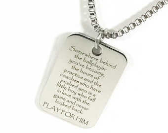 Ballplayer Necklace, Play For Him Necklace, Gift For Son, Baseball Player Gift, Football Player Gift, Basketball Player, Baseball Team Gifts
