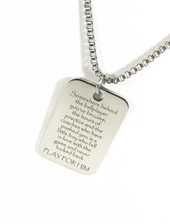 Ballplayer Necklace, Play For Him Necklace, Gift For Son, Baseball Player Gift, Football Player Gift, Basketball Player, Baseball Team Gifts