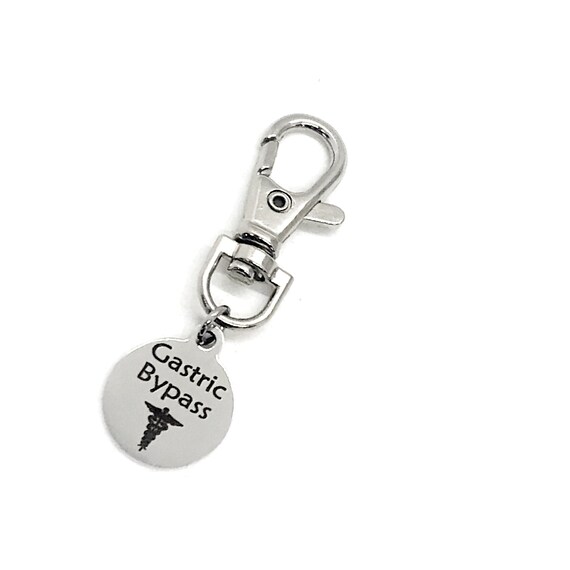 Gastric Bypass Zipper Pull, Gastric Bypass Medical ID Tag, Keychain Charm, Medicine Bag Charm, Medical Awareness Tag, Weight Loss Surgery