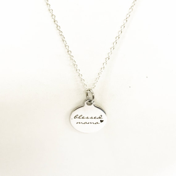 Blessed Mama Necklace, Gift For Mom, Mama Jewelry, Mama Gift, Mother Gift, New Mom Gift, New Mama, Gift From Kids, Stainless Necklace