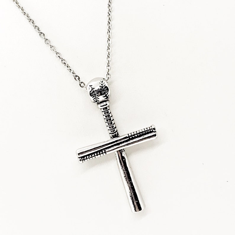 Baseball Bat Cross Necklace Baseball Necklace Cross Etsy