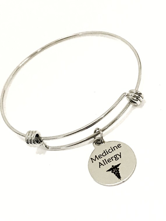 Medicine Allergy Medical Charm Bracelet, Medicine Allergy Awareness Jewelry, Medicine Allergy Notification, Medical Awareness, Caduceus