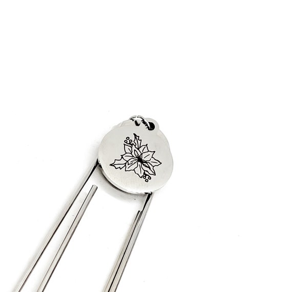 Birth Month Flower Bookmark, December Flower Bookmark, Poinsettia Bookmark, Charm Bookmark, December Birthday Gift, Charm Bookmark