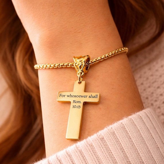 For Whosoever Shall Gold-Plated Cross Bracelet