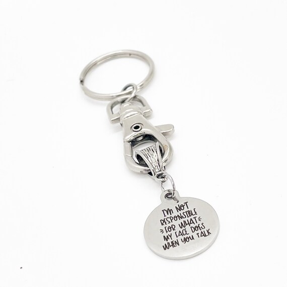 Funny Gifts, I’m Not Responsible For What My Face Does When You Talk Charm Keychain, Sarcastic Friend Gift, Facial Expressions Tell All