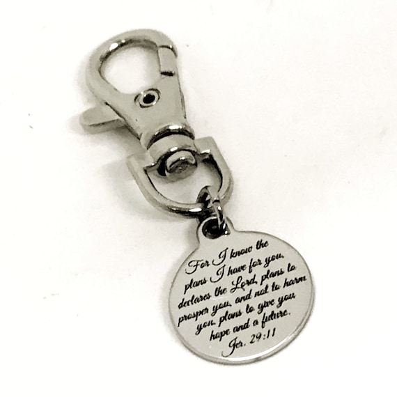 Bag Charm, Purse Charm, For I Know The Plans I Have For You Charm, Jeremiah 29 11 Charm, Scripture Quote, Planner Charm, Christian Gift