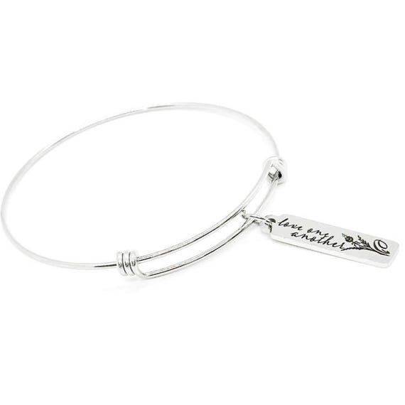 Stainless Steel Love One Another Bracelet, Inspirational Quote Jewelry Religious Gift Faith Bracelet Encouragement Bangle For Her