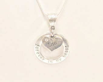 Forever In My Heart Remembrance Pendant on Silver Chain, Gift For Her, Gift For Mom, Memory Necklace, In Remembrance, Sympathy Gift
