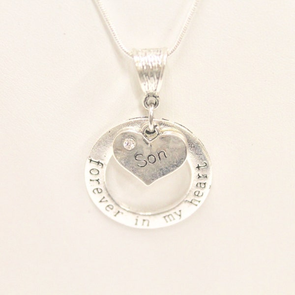 Forever In My Heart Remembrance Pendant on Silver Chain, Gift For Her, Gift For Mom, Memory Necklace, In Remembrance, Sympathy Gift