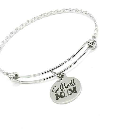 Softball Mom Charm Bracelet, Wife Gift, Proud of my Softball Player, Softball Daughter, Gift For Her, Team Moms, Senior Mom Gifts