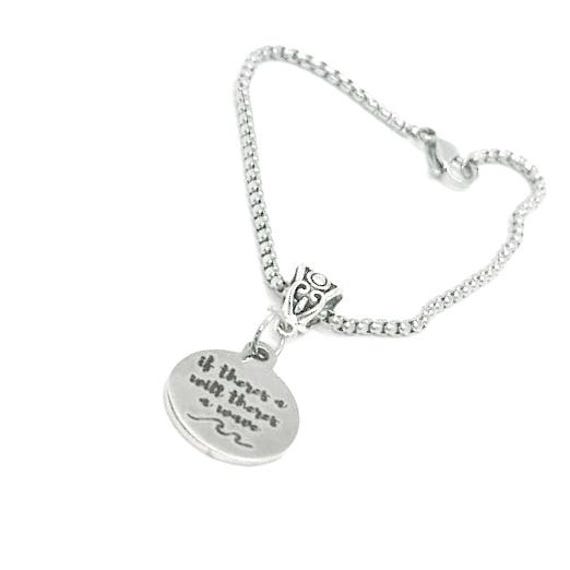 If There's A Will There's A Wave Charm Bracelet, Beach Lover, Gift For Her, Friend Gift, Beach Jewelry, Wife, Daughter, Mom, Surfer Jewelry