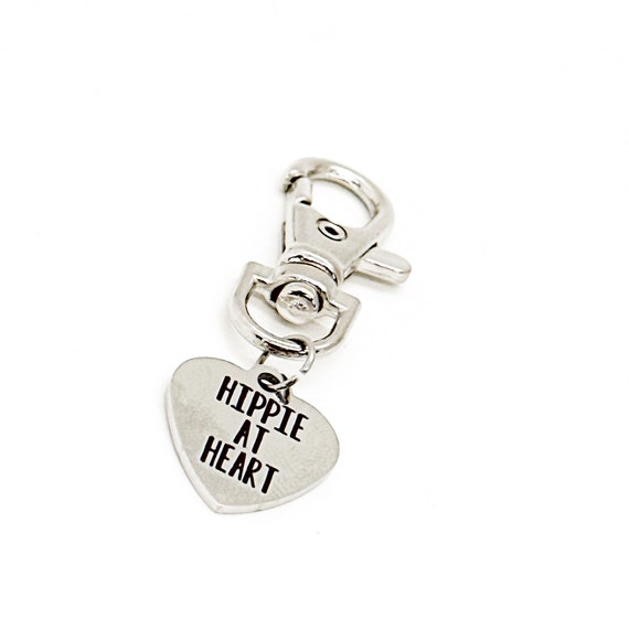 Hippie At Heart Clip On Charm, Gift For Her, Friend Gift, Hippie Gifts, Love Gifts, Wife Gift, Husband Gift, Gift For Him, Keychain Charm