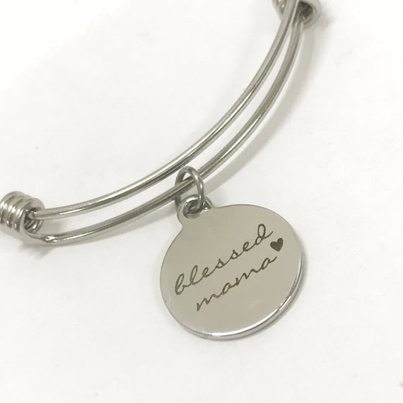 Blessed Mama Bracelet, Blessed Mama Jewelry, Blessed Mama Gift, Mama Stocking Stuffer, Gift For Mama, Gift For Mom, Stacking Bangle