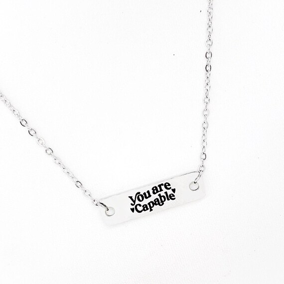 You Are Capable Connector Charm Necklace, Love Gift, Affirmation Jewelry, Affirmation Words, Daughter, Wife, Friend, Strong Woman, College