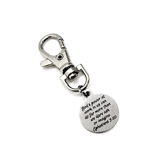 Bag Charm, God’s Power At Work In Us Charm, Ephesians 3 20, Do More Than We Ask Or Imagine, Zipper Pull, Backpack Charm, Purse Charm