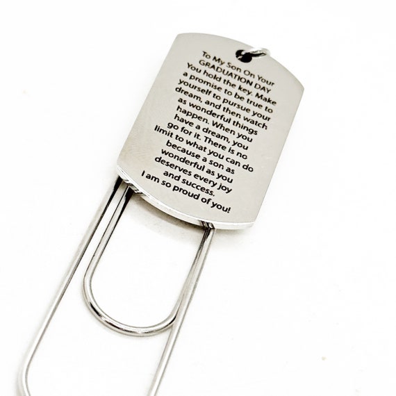 Son Graduation Bookmark Gift, To My Son, I Am So Proud Of You, Gift For Him, Dream Big Dreams, Going To College, From Mom Or Dad