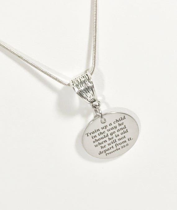 Christian Jewelry Gift, New Mom Gift, Train Up A Child Necklace, Bible Verse Necklace, Proverbs 22 6 Necklace, Child Dedication Mom Gift