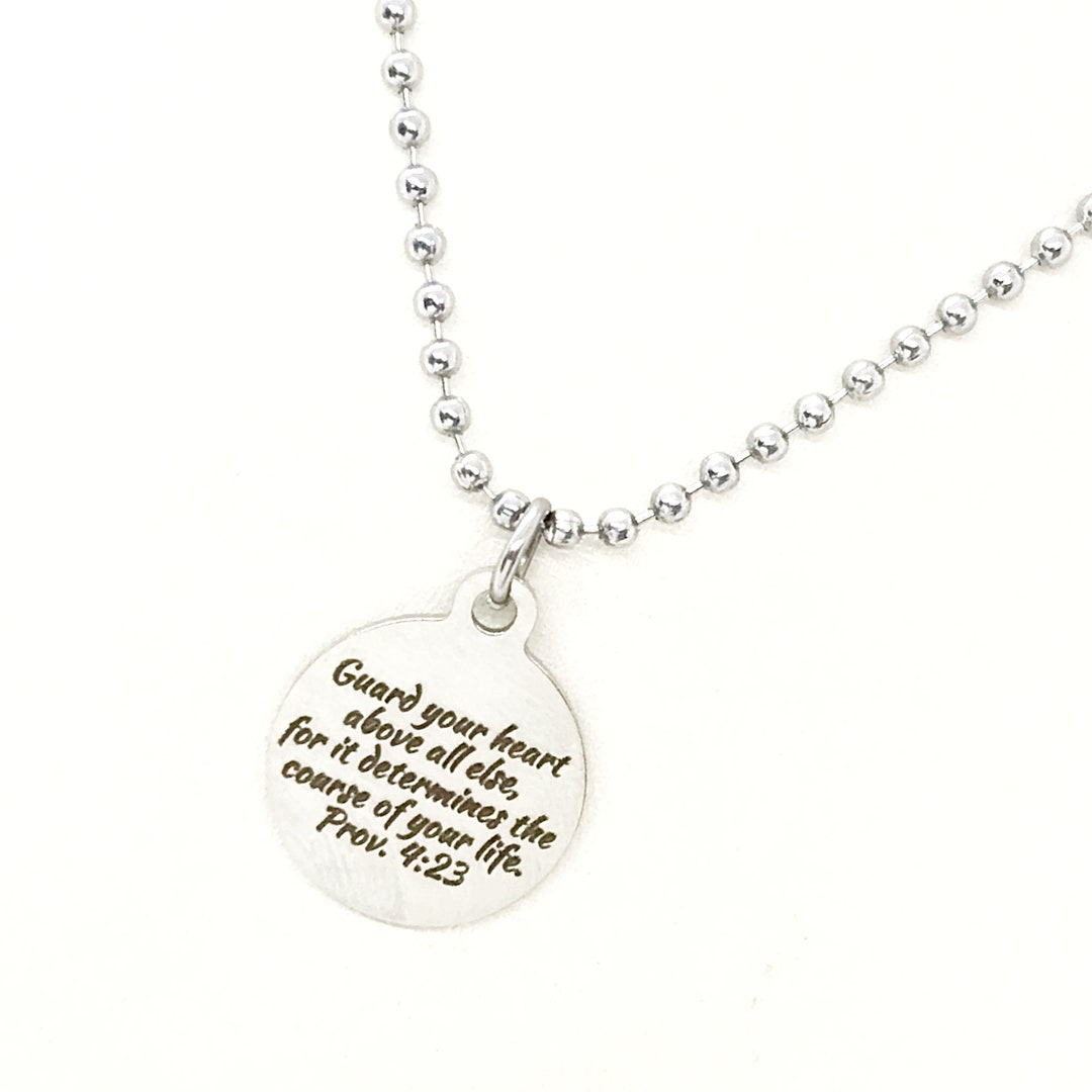 Faith Gift Guard Your Heart Necklace Proverbs 4 23 Etsy