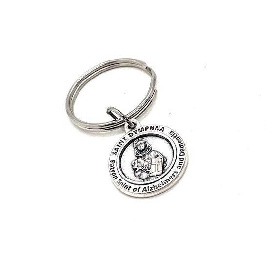 Faith Gift, Saint Dymphna Keychain, Patron Saint of Alzheimers and Dementia, Christian Gift, Catholic Charm, Faith Keychain, Faith Charm