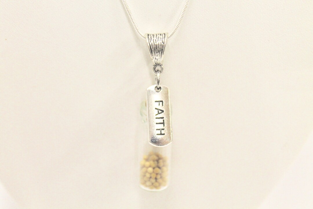 Mustard Seed Necklace, Mustard Seed Pendant, Mustard Seed Jewelry