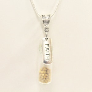 Mustard Seed Necklace, Mustard Seed Pendant, Mustard Seed Jewelry, Matthew 17 20 Bible Verse Necklace, Gift For Her, Christian Gift Necklace