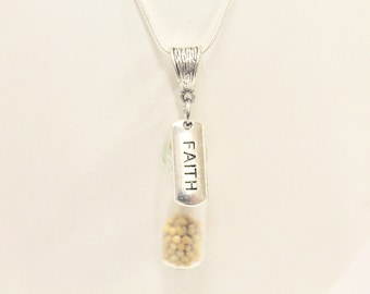 Mustard Seed Necklace, Mustard Seed Pendant, Mustard Seed Jewelry, Matthew 17 20 Bible Verse Necklace, Gift For Her, Christian Gift Necklace