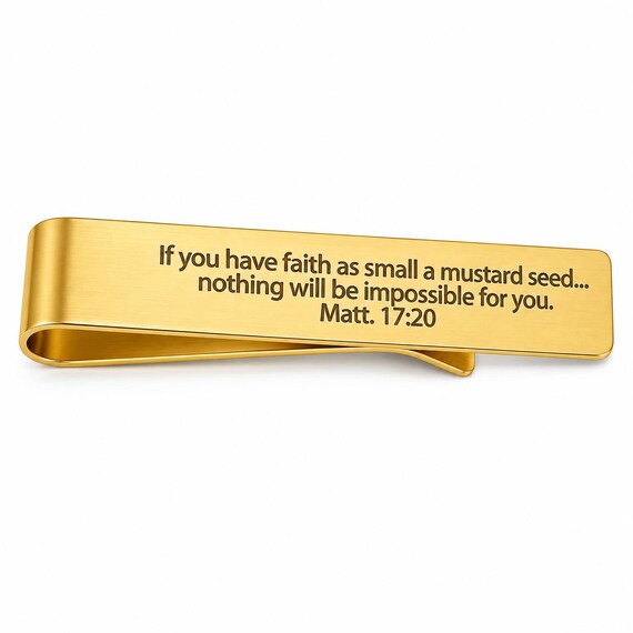 Mustard Seed Faith Goldtone Scripture Tie Clip