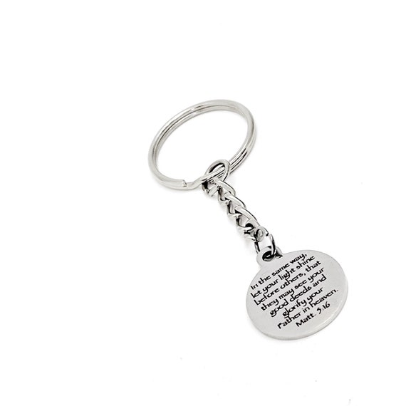 Scripture Gift, Let Your Light Shine Before Others Keychain, Scripture Quote, Matthew 5 16, Christian Gift, Bible Verse Gift