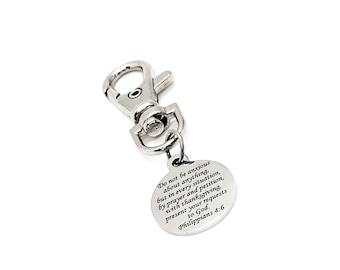 Scripture Gift, Do Not Be Anxious About Anything Clip On Charm, Philippians 4 6, Scripture Quote, Present Your Requests To God
