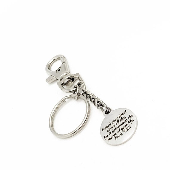 Prayer Gift, Guard Your Heart Keychain, Proverbs 4 23, Christian Gifts, Graduation Gift, Baptism Gift, Christian Keychain, Faith Quote