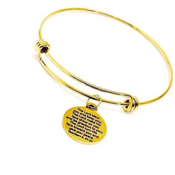 Christian Gifts, The Lord Bless You And Keep You Charm Bracelet, Stacking Bangle, Numbers 6 24 to 26, Expanding Bangle, Faith Gifts For Her