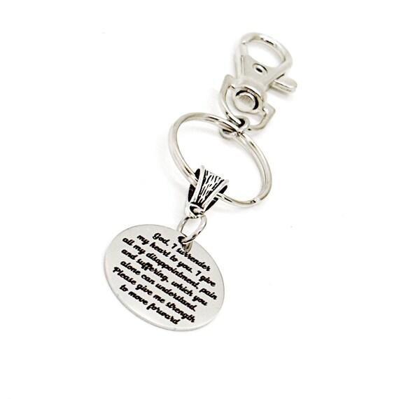God I Surrender My Heart To You Charm Keychain, Surrender To God, Faith Gift, Give It All To God, Christian Prayer, Daughter Gift, Son Gift