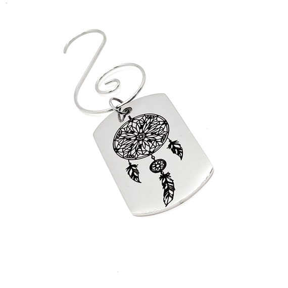Dream Catcher Ornament, Dream Catcher Hanging Charm, Dream Catcher Gift, Christmas Tree Ornament, Hanging Ornament, Dog Tag Charm
