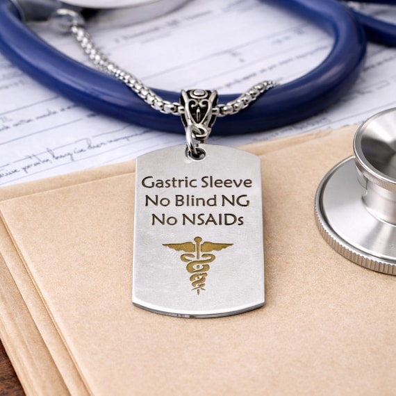 Gastric Sleeve Medical Alert Charm Necklace