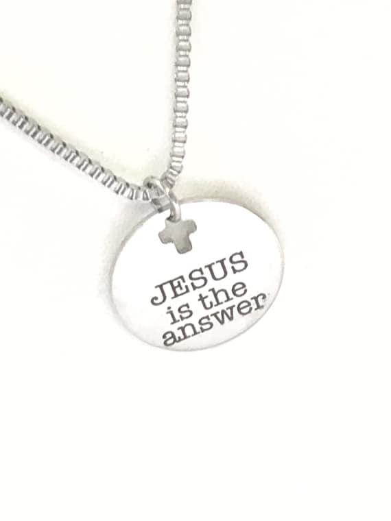 Christian Gifts, Christian Necklace For Him, Jesus Is The Answer Necklace, Christian Jewelry Gifts, Sunday School Gifts, Son Gifts
