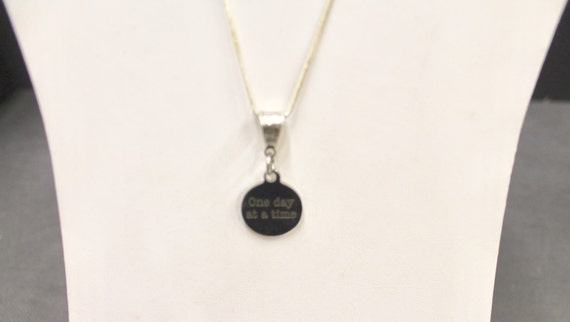 One Day At A Time Stainless Pendant on Silver Chain Necklace, Gift For Her, Sympathy Gift, Girlfriend Gift, Woman Gift, Motivation