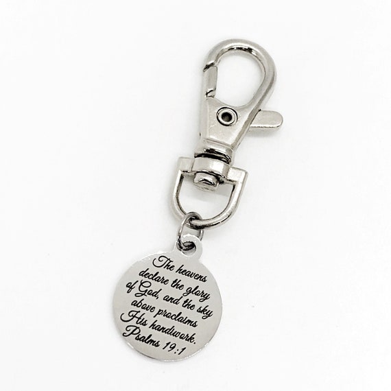 Christian Gift, The Heavens Declare The Glory of God Bag Charm, Keychain Clip, Purse Charm, Christian Charm, Bible Verse Gift, Psalm 19 1